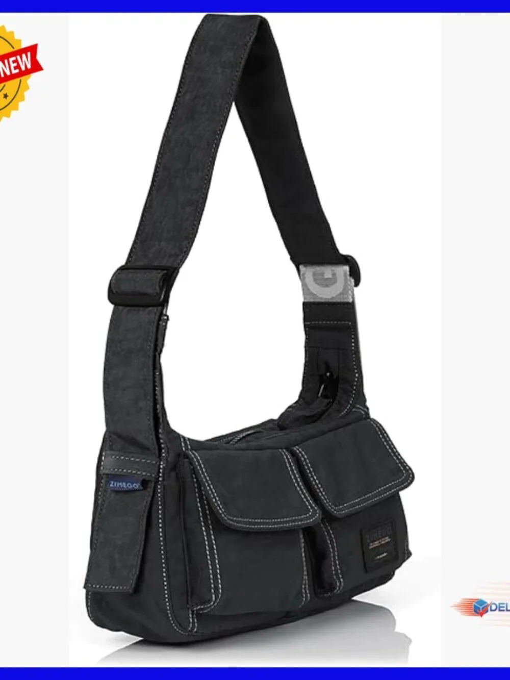 Small Nylon Hobo Shoulder Bag with Adjustable Strap and Multiple Pockets